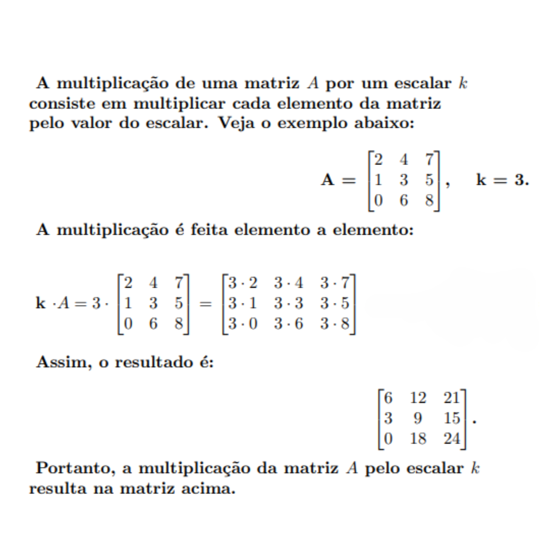 Ilustração da Multiplicação de Matriz por Escalar